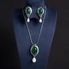 Conjunto de Collar y Pendientes de Perla y Circonita Estilo Lujo Ligero Brillante y Elegante para Mujer, Conjunto de Joyería de Moda para el Día a Día