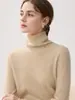 Nuevo suéter de cuello alto 100% cachemira pura para otoño e invierno para mujer, tejido de punto base ajustado, top de cachemira de manga larga
