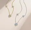 Colar de Prata Esterlina S925 com Moissanita de Três Flores, Corrente para Clavícula de Trevo de Quatro Folhas de Luxo Leve, Fabricante de Pingentes Simples e Versáteis para Mulheres