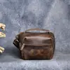 Bolso de Cámara Vintage de Cuero Crazy Horse, Bolso de Mano de Piel de Vaca de Primera Capa, Bolso Cruzado de Hombro de Cuero Genuino, Bolso de Motocicleta de Gran Capacidad, Bolso para Hombre