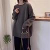 Suéter encerado macio de cor doce feminino outono e inverno novo estilo preguiçoso cor sólida pulôver solto malha top feminino