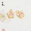Venta al por mayor de fábrica Colgantes de Esmalte Chapados en Cobre Dorado Cabeza de Tigre Ciervo Gatito Gato Colgantes Pequeños Charms para Pulsera Collar DIY