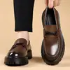 Mocasines sin cordones transfronterizos para adolescentes, talla pequeña, suela gruesa, zapatos de cuero que aumentan la altura, zapatos de hombre, calidad de exportación, zapatos de talla grande