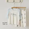 Conjunto de Pijama Infantil Coelho de Pão 2026 Primavera/Verão Versão Coreana Meninos Desenho Animado Lyocell Tencel Conjunto para Casa