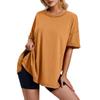 Transfronterizo 2024 Europa y Estados Unidos transfronterizo verano productos para mujer puesto Amazon color sólido algodón cuello redondo aberturas laterales holgado