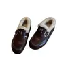 Versión de Piel de Vaca ~ Zapatos de Tacón Bajo Retro Nuevos con Hebilla de Cinturón Cosida, Zapatos de Algodón para Otoño e Invierno, Nuevo Estilo Cálido con Tacón Cubierto y Zapatos de Piel para Mujer