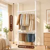 Perchero de suelo a techo, no requiere taladrar, extensible, adecuado para dormitorios, balcones y uso en interiores, con diseño reforzado y engrosado, para colgar ropa y almacenar artículos, producto transfronterizo