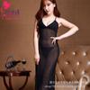 Pijama de Comercio Exterior Europeo y Americano Falda Larga Transparente de Tirantes Largos Ropa Interior Sexy Talla Grande Malla Unida