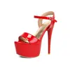 Novos Sapatos de Salto Alto Europeus e Americanos Estilo Transfronteiriço 16cm para Modelos de Carro, Festas de Casamento, Boates de Moda, Sandálias Plataforma de Salto Fino