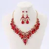 Conjunto de Joias para Noiva Europeia e Americana Transfronteiriça com Diamante Completo, Cristal Super Brilhante, Corrente para Clavícula, Colar de Bola para Noiva, Brincos e Pulseira