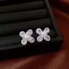 Pendientes de Zirconia Aguja de Plata Corazón de Gota de Agua Flor Estilo Dulce Festivo Pendientes Versátiles de Moda Lujo Ligero Pendientes de Alta Gama