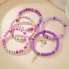 Pulseira Dupla Camada Roxa de Novo Estilo Transfronteiriça com Pingentes de Letra e Coração, Conjunto Colorido Personalizado de Joias de Contas Venda por Atacado