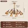 Candelabro vintage de estilo francés para sala de estar, luz ámbar, madera maciza retro Maillard nueva, lámpara de cristal para dormitorio principal y comedor, hierro