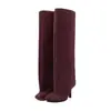 Botas Altas de Gamuza de Nuevo Estilo Europeo y Americano para Comercio Exterior con Punta Cuadrada, Botas Rectas con Tacón Fino Empalmado, Botas de Moda Sencillas de Tacón Alto, Talla Grande para Mujer