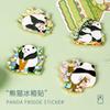 Pegatinas de metal para refrigerador con diseño de panda y flores, decoración bonita, estilo chino, recuerdos turísticos culturales y creativos de Chengdu.