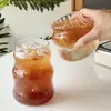 Copo de Vidro para Café com Canudo, Copo de Suco de Vidro Borossilicato Alto, Copo Nuvem, Copo Espiral, Copo Robusto para Bebidas Geladas, Copo para Milk Tea