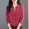 Chaqueta Cardigan Corto de Punto con Cuello, Nuevo Estilo de Moda, Versátil Casual, Rejuvenecedor, Top Holgado y Elegante para Mujer