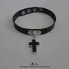 2025 Nuevo Collar Simple de Cruz Negra Anillo de Cuello de Cuero Gargantilla Estilo Punk Gargantilla Cadena Gótica para Clavícula Gargantilla