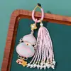 Broche de Hebilla de Anillo de Calabaza de Brocado de la Dinastía Song Borla Tejida a Mano Colgante para Bolso Llavero de Coche Colgante Pequeño Accesorios para Joyería DIY Venta al por Mayor