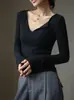 Camiseta de Modal para Otoño e Invierno, Cuello Semiabierto, Color Sólido, Simple, Versátil, Hombro Normal, Estilo Coreano, Ropa para Mujer, Capa Interior, Capa Base, Ropa Exterior