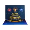 Cartão de Cumprimento de Aniversário 3D Estéreo com Luzes e Música, Personalizado com Toque de Luxo, Cartão de Aniversário Escultura de Papel Vazada Luminosa Modelo de Bolo