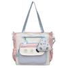 Bolsa Transversal Pequena Colorida Contrastante Estilo College Japonês Fofa Bolsa Tote Grande Capacidade para Menina Bolsa para Aula de Reforço do Estudante