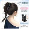 Peluca de coleta rizada para mujer, cabello sintético realista, trenzas retorcidas, lazo de satén, pinza de garra, coleta alta, trenzas largas vibrantes