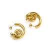 Pendientes circulares de viento frío con personalidad europea y americana, combinables con todo, de alta gama, de acero de titanio y oro de 18 quilates para mujer.