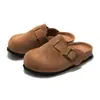 RUIZUSTOCK Ruizu Chinelos de Cortiça Outono e Inverno Infantil Sapatos de Praia de Couro Genuíno para Meninos e Meninas Couro de Vaca Fosco