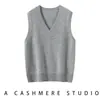 Chaleco de punto sin mangas de cachemira con cuello en V exterior para mujer 2026 Otoño/Invierno capa de cachemira suelta para superponer