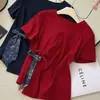 Camiseta de manga curta em seda com retalhos de designer plus size para mulheres, novo estilo de verão, solta e modeladora, peça de sobreposição da moda para senhoras plus size