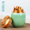 Kongshan Xinyu Longquan Celadón Horno Ge Agrietado por Hielo Lata Pequeña de Té Cerámica Metal Sellado Lata de Almacenamiento de Té