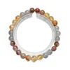 [Esmalte de Playa Poco Profundo] Pulsera de Cristal Súper Siete Negro Dorado Natural para Mujer La Más Fácil de Combinar Pulsera de Cristal Amarillo Torre Blanca Venta al por Mayor