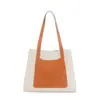 Bolso Tote de Piel Genuina Estilo Nuevo, Algodón Puro, Gran Capacidad, Bolso de Hombro para Mujer, Versátil, Moderno, Bolso Cruzado para el Trabajo