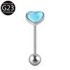 Joia de piercing para língua G23 de liga de titânio, novo, transfronteiriço, amor com pedra olho de gato incrustada, prego de língua em forma de coração, cor mágica, 14G, F136