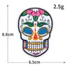 Pegatina de Tela Bordada de Calavera Colorida del Día de Muertos Pegatina Bordada Personalizada de Moda para Computadora Parche Decorativo para Ropa y Bolsas