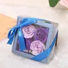Caja de Regalo de Flores de Jabón de 4 Rosas Cumpleaños Tanabata Día de San Valentín Caja de Regalo de Flores de Rosa Flor de Jabón de Simulación Multifuncional