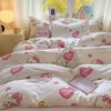 Juego de cama de cuatro piezas de algodón lavado puro clase A, funda nórdica de dibujos animados, sábanas, dormitorio de estudiantes, algodón agradable para la piel, juego de tres piezas de funda nórdica individual