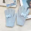 Novas Luvas de Tricô Grossas e Quentes de Pelo de Vison com Laço Menina Peluda Doce Inverno Tela Sensível ao Toque Mãos de Pelúcia