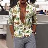 Comércio exterior transfronteiriço 2023 Nova lapela manga longa 3D impressão tendência masculina tamanho europeu e americano camisa uma geração de cabelo