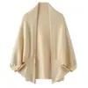Otoño e Invierno Nuevo Retro Artístico Años 90 Chal de Lana Pura Multifuncional Doble Uso Bufanda Abrigo Venta al por Mayor Suministro Directo del Fabricante