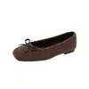 Mismo Estilo de Mamá Uva, Versátiles Zapatos de Ballet de Boca Baja Cálidos de Felpa con Lazo para Otoño e Invierno y Primavera y Otoño para Mujeres