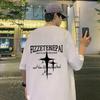 Camiseta Masculina de Manga Curta Verão 2024 Nova Estilo Americano Algodão Puro Gola Redonda Camiseta Retro Ins Marca de Moda Roupas de Cima de Meia Manga
