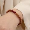 Novo estilo chinês pulseira de madeira elástica sândalo jade Hetian cinábrio pulseira estilo antigo rosário Zen