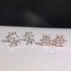 Aretes de oro blanco de 18 quilates con diamantes en forma de flor de coche, engastados con diamantes naturales, aretes de diamantes redondos, diamantes en escalera y diamantes cuadrados