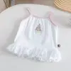Chaleco de encaje sin mangas con costuras de princesa de verano para niñas, recién llegado, top bordado con dibujos animados, moderno, 2025
