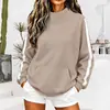 2026 Outono Inverno Europa Transfronteiriça Nova Roupa Feminina Moletom Canelado de Gola Alta Estilo Esportivo Casual Solto Moletom com Listra na Manga Feminino
