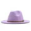 Sombrero de Sol para Exteriores Clásico Fieltro Fedora Ala Ancha Moda Sombrero Jazz con Hebilla de Cinturón