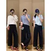 ¡Pantalones estilo lino Old Money! Cinturón Tejido de Sarja Tencel Lino Pantalones de Nueve Puntos Verano Delgados Casuales para Mujer H052004