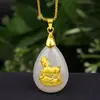 Colgante de jade Hetian con incrustaciones de oro de los doce signos del zodiaco, colgante de gota de agua para pie, colgante de fase dorada, negocio, Festival, venta al por mayor en vivo